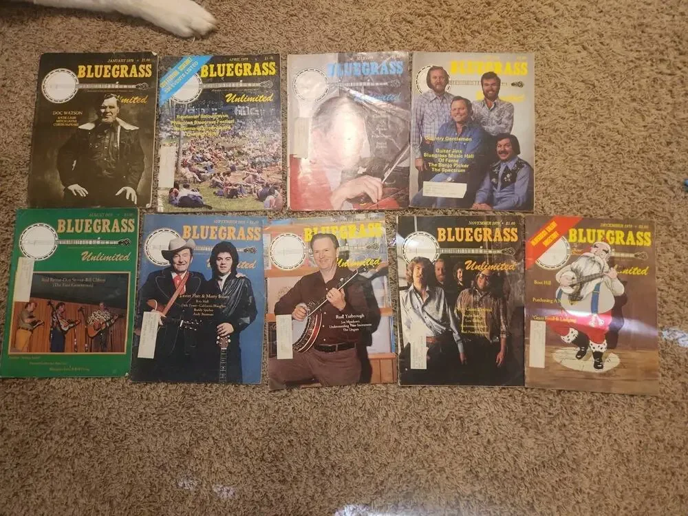 Lot Of 9 1970s Bluegrass Unlimited Magazines 1978